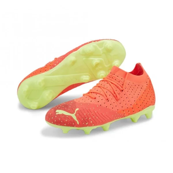 Puma FUTURE Z 3.4 FG/AG Jr Fußballschuhe – Fiery Coral Fizzy Light Black Salmon 1