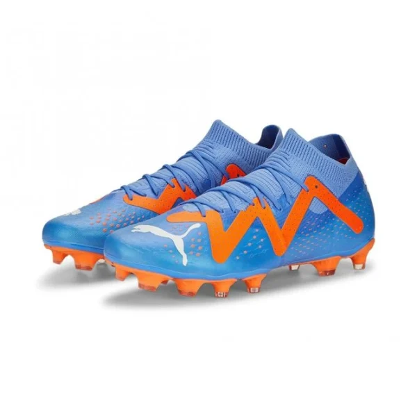 Puma FUTURE MATCH FG/AG Fussballschuh – Blue Glimmer White Ultra Orange 1