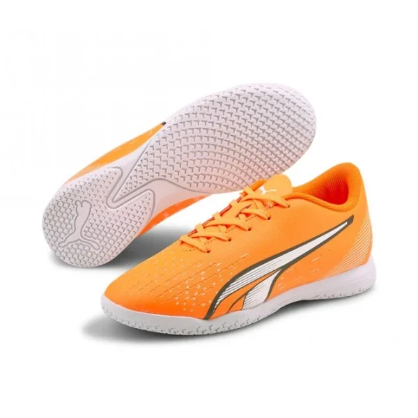 Puma ULTRA PLAY IT JR Hallenschuh – Orange White Blue Glimmer 1