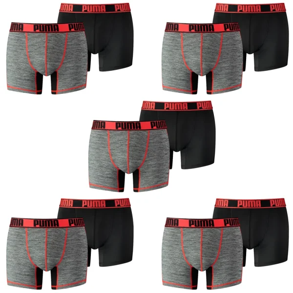 10 Er Pack Puma Herren Active Grizzly Melange Boxer Shorts Unterwäsche Sport 1