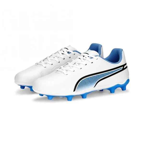 Puma King Match Jr. FG/AG Kinder Fussballschuh – White Blue Glimmer 1