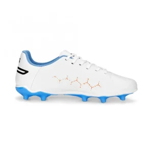 Puma King Match Jr. FG/AG Kinder Fussballschuh – White Blue Glimmer 13