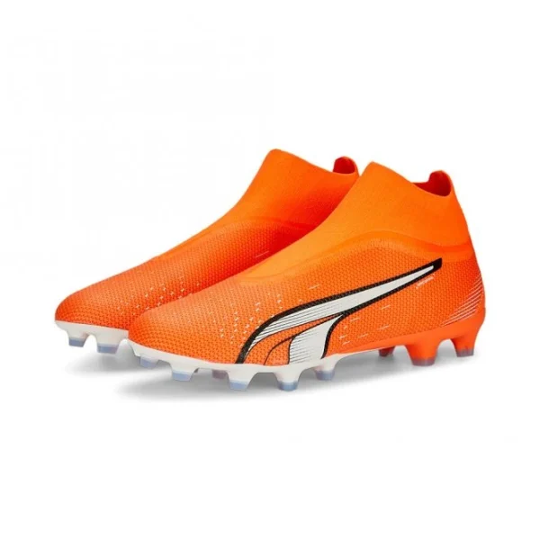 Puma ULTRA MATCH+ LL FG/AG Fussballschuh – Ultra Orange White Blue Glimmer 1